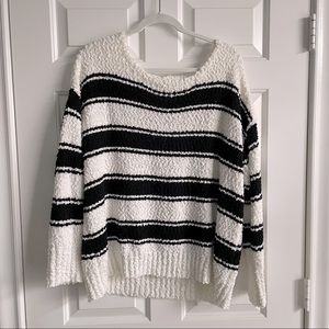 Maurices Super Soft Black and White Striped Sweater Size 1X